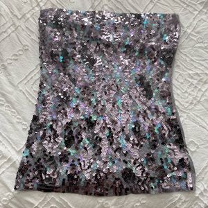 Express Sequin Strapless top